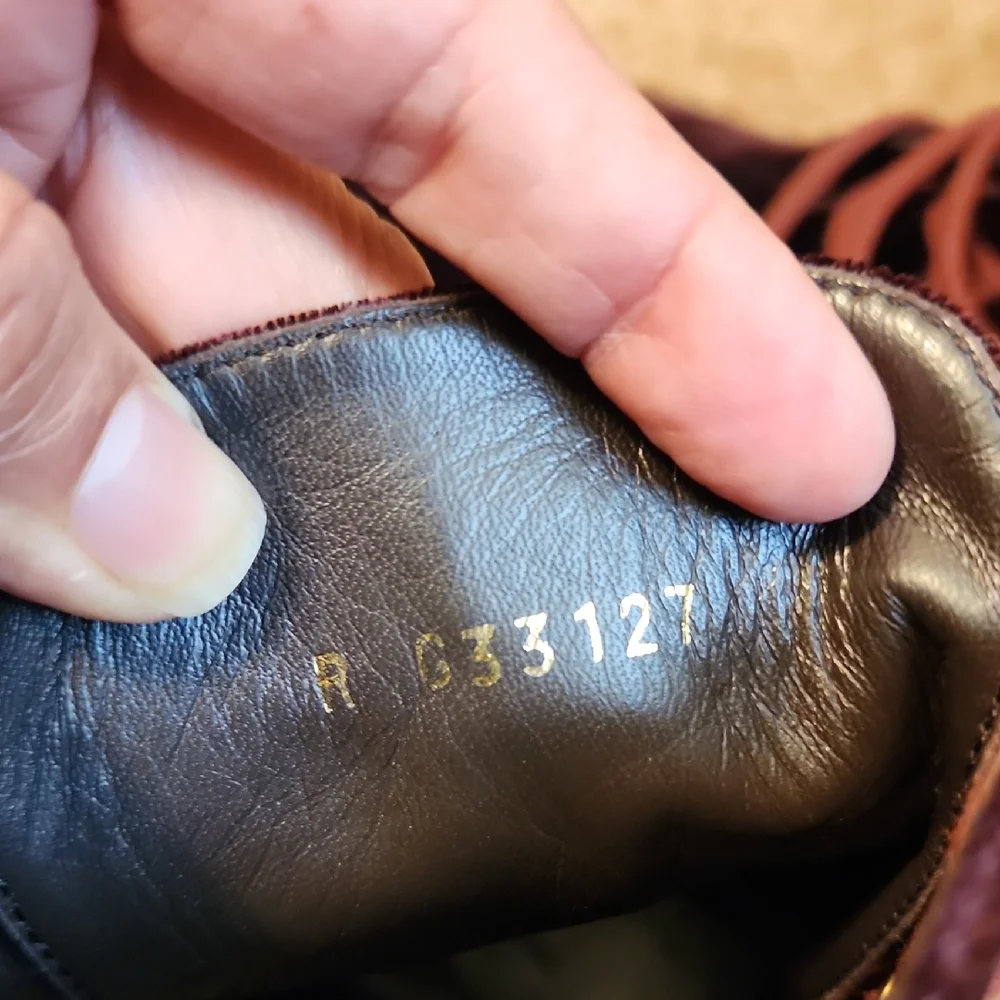 CHANEL Interlocking CC Logo Velvet Burgundy Lace-up Boots - Picture 13 of 14